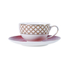 Tassenset aus Bone China, rote Farbe, Teetasse und Untertasse aus feinem Bone China