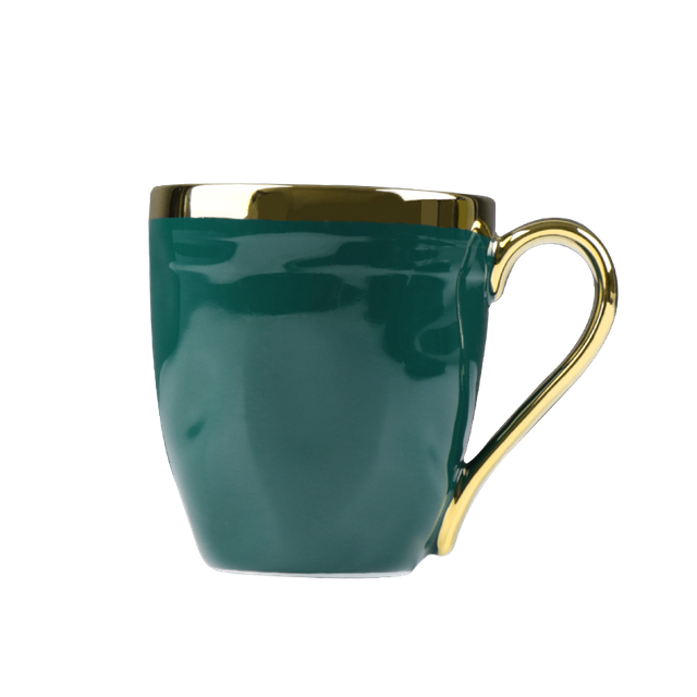 Grüne Keramiktasse mit Goldrand