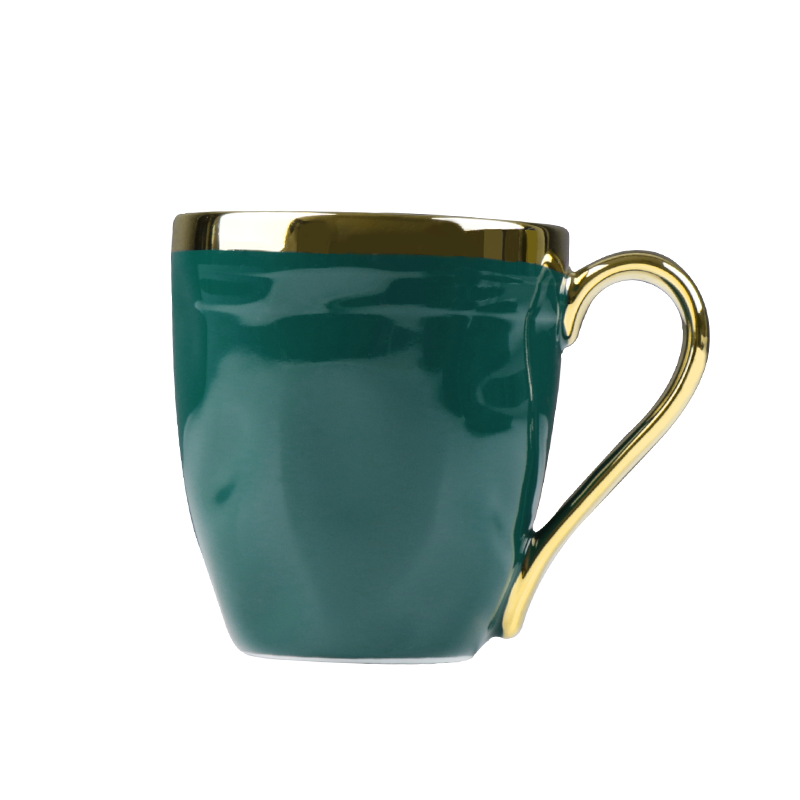 Grüne Keramiktasse mit Goldrand