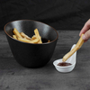 Schräge Schüssel aus Keramik, schwarzer Porzellan-Snackteller, Pommes-Frites-Gerichte, Schüsseln