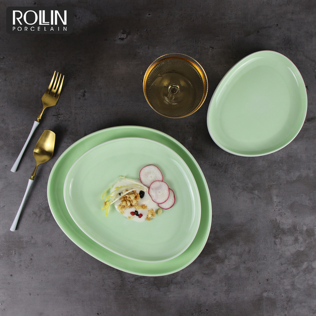 Pratos De Porcelana Verde Teller Porzellan Abendessen Keramik Restaurant Teller