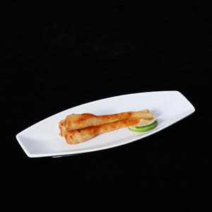 Weißer langer Teller Sushi-Teller Langer rechteckiger Teller