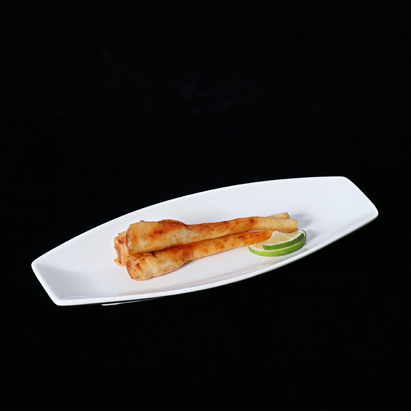Weißer langer Teller Sushi-Teller Langer rechteckiger Teller
