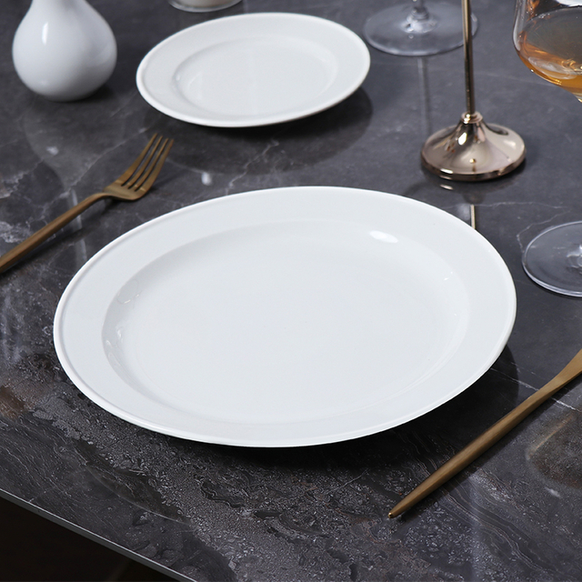 Chaozhou Ceramic Factory Weiße Keramikteller, runder weißer Porzellanteller für Restaurants
