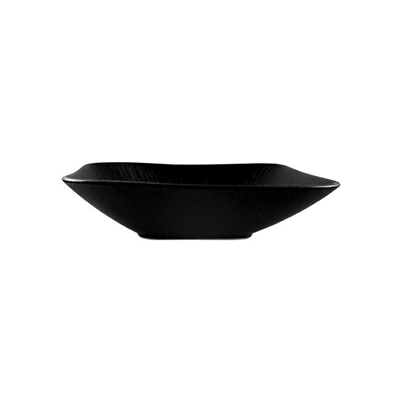 Schwarzer, mattierter quadratischer tiefer Teller aus Porzellan, 1500 ml, quadratische Schüssel, 50 Oz. Restaurantteller