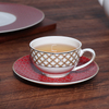 Tassenset aus Bone China, rote Farbe, Teetasse und Untertasse aus feinem Bone China