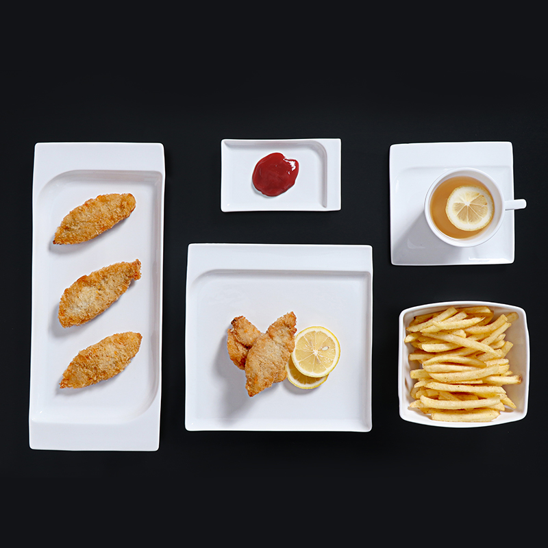 Air Buffet-Geschirrset, weißes Porzellan, leichte, dünne Teller, Flug-Catering-Geschirrset