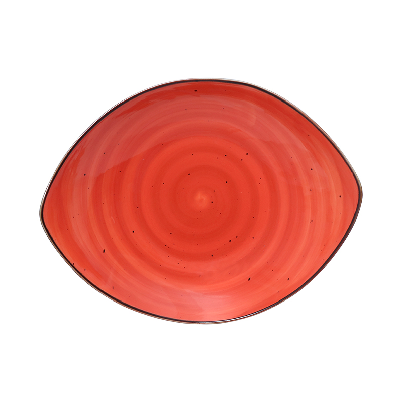 Roter, unglasierter Nudelteller aus Steingut, 20 oz