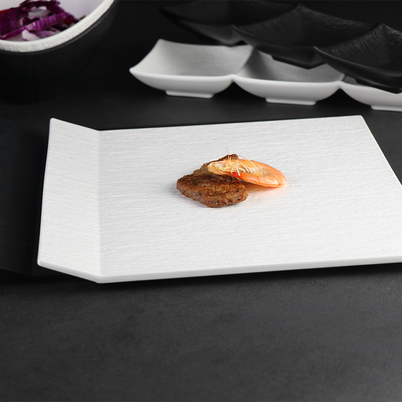 Steinzeug-Geschirrset, schwarz-weiß-matte Porzellanteller-Set-Kollektion