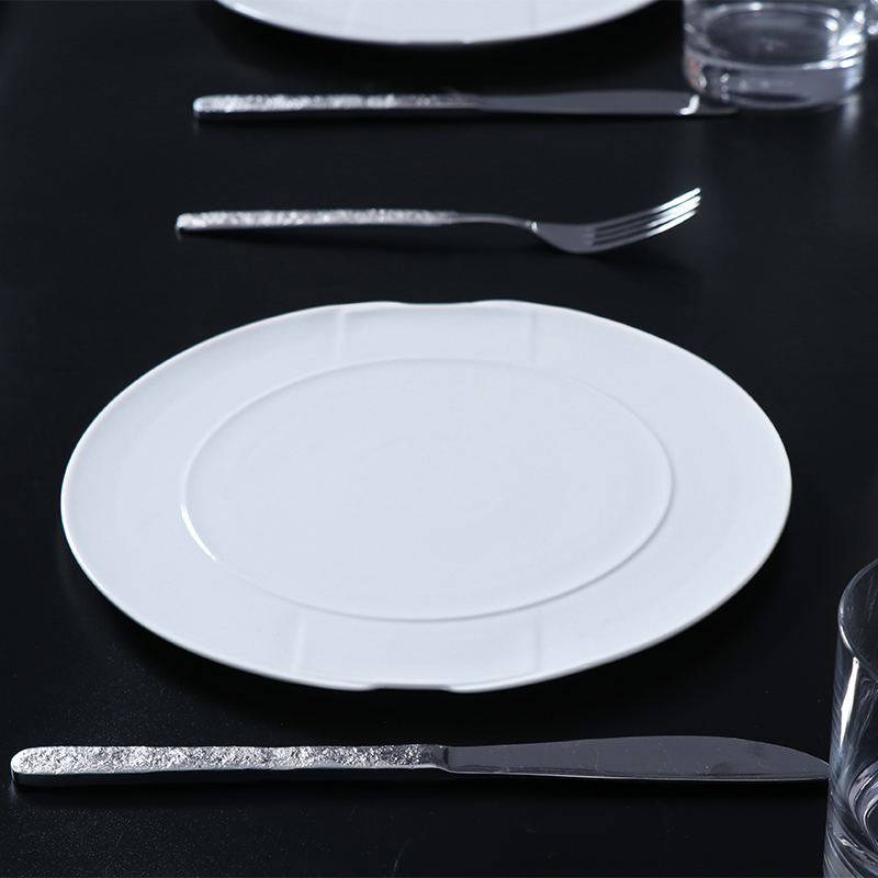 Weiße runde Teller aus Keramik, Bankett-Porzellan-Essteller, runder Platzteller, Restaurant-Essgeschirr-Teller