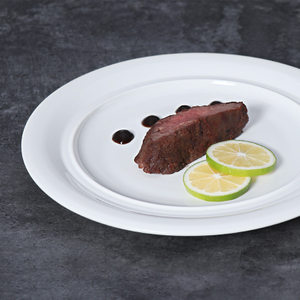12-Zoll-Steakteller aus weißem Porzellan, Hauptspeiseteller aus Keramik für Restaurants, Hotels, Cafés