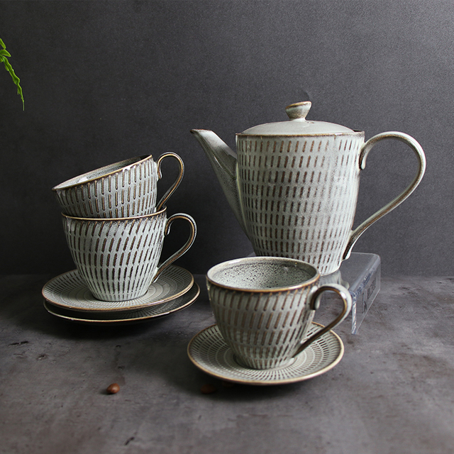 Teetassen-Set, Teekannen-Set, Vintage-Kaffeetasse, Großhandel, Keramik-Tee-Set