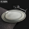 Reaktive Glasur, ovaler Teller, Porzellangeschirr, Keramikteller für Restaurants, 35,6 cm