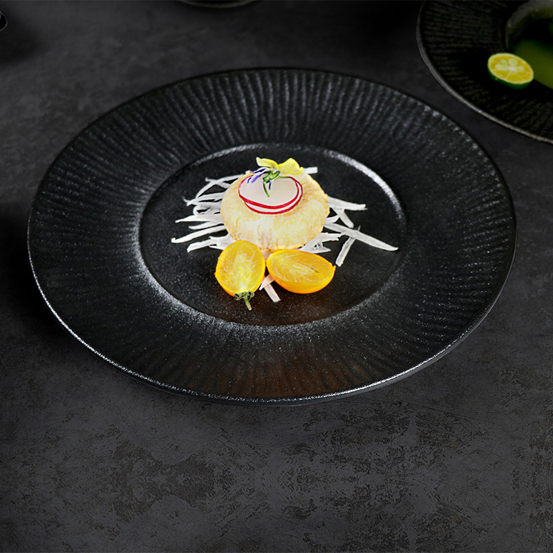 Porzellan-Geschirr, neues Design, Matt-Frosting-Schwarz, Restaurantteller