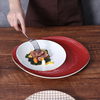 12-Zoll-Dessertteller, luxuriöser rot-weißer Bone China-Teller, Vorspeisenteller