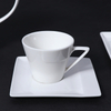 5 Unzen Keramik-Kaffeetassen-Untertasse, weißes Porzellan-Kaffeetassen-Set