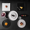 Steinzeug-Geschirrset, schwarz-weiß-matte Porzellanteller-Set-Kollektion