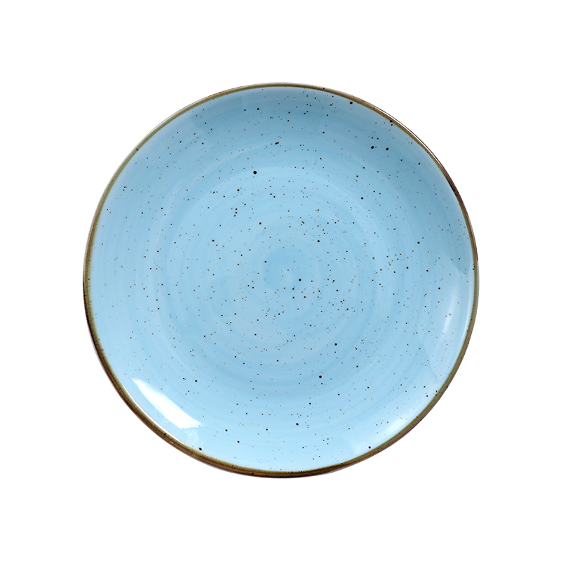 Blaues Steingut-Kaffeetassen-Set mit Untertasse