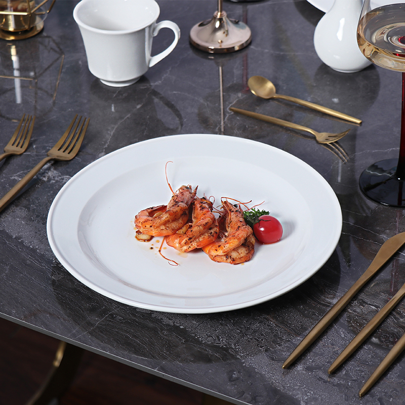 Chaozhou Ceramic Factory Weiße Keramikteller, runder weißer Porzellanteller für Restaurants