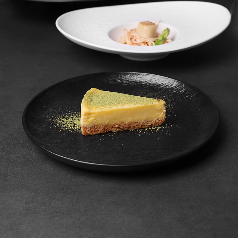 Schwarzer, mattierter Restaurant-Porzellan-Essteller, runder Teller – 20,3 cm, 25,4 cm