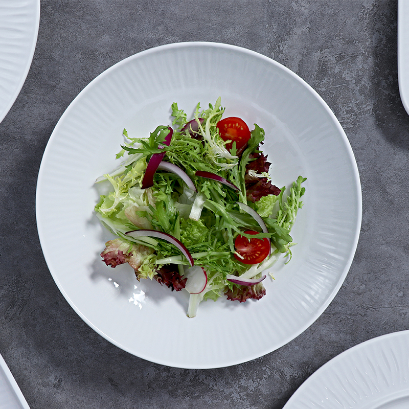 35-Unzen-Salatnudelschüssel, weiße Steingutschüsseln, 1 l Porzellangeschirr, umweltfreundlicher Lebensmittelteller, Restaurantgeschirr
