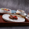 Moderner, vergoldeter, marmorierter runder Speiseteller aus Keramik, Pasta-Steak-Teller, Hotel-Restaurant-Geschirr, westliche Gerichte, Küchenutensilien