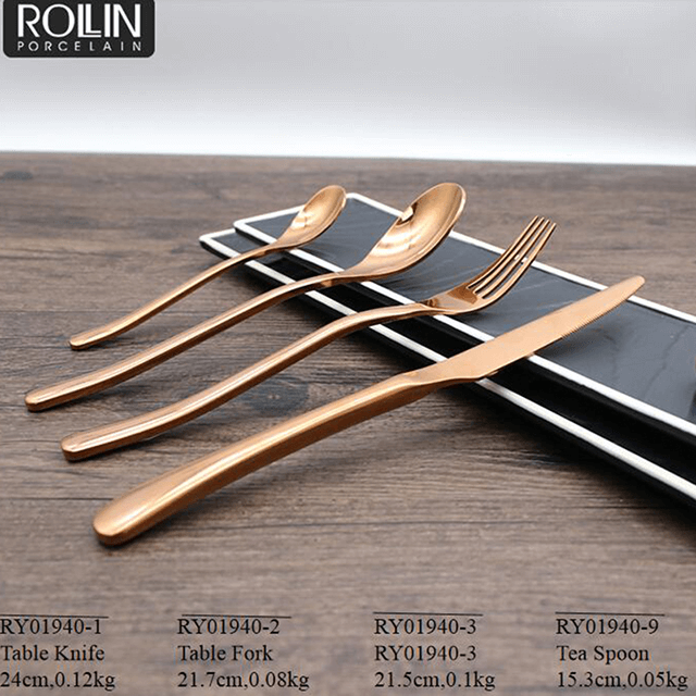 Restaurantbesteck Geschirr Besteckset Gold 304 Edelstahl Messerbesteck 