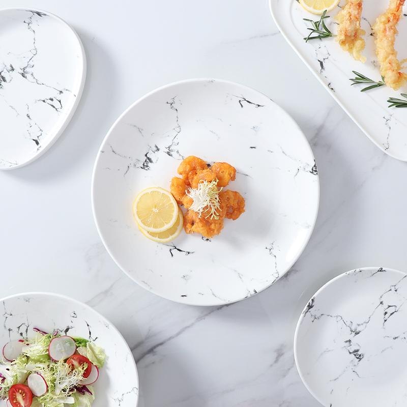 Esszimmer-Set aus weißem und grauem Porzellan, 20,3 cm, moderne Keramikteller, Kochplatte für Hotel-Dinner-Sets, luxuriöse Gerichte