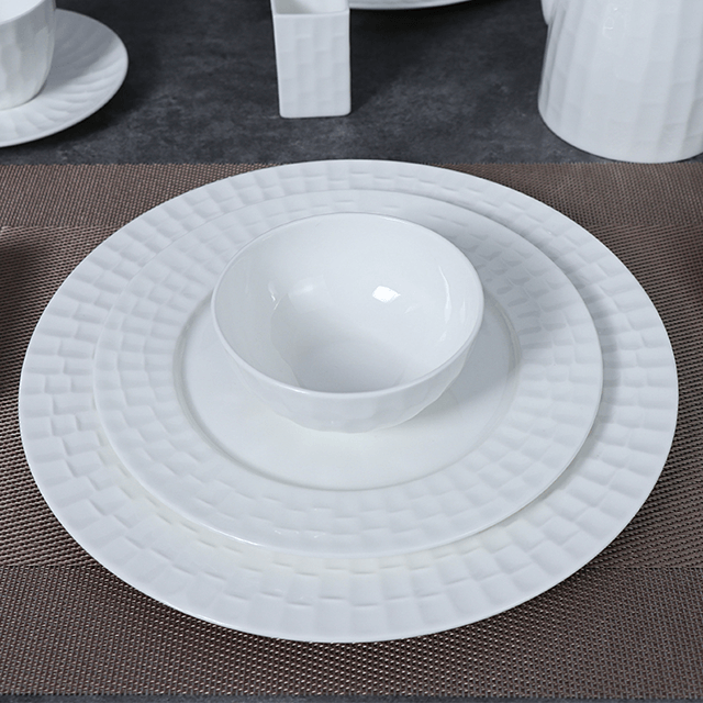 Hotel Ware Teller-Set, Geschirr, weißes Geschirr-Set, Bone China-Geschirr-Set
