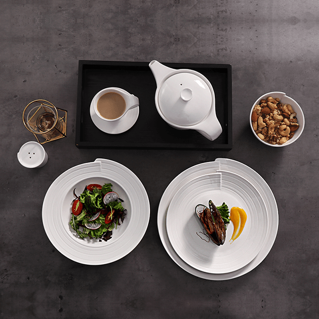 Kitchen Hotel Geschirr White Wave Tafelservice und Teller