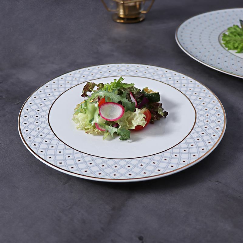 Weihnachtszubehör, Goldrand-Speiseteller, Bone Fine China-Geschirr