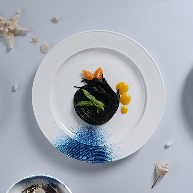 Porzellanfabrik Hotel Supply Geschirr Set Pasta Meeresfrüchte Teller Set Jakobsmuscheln Teller Geschirr Set für Restaurant