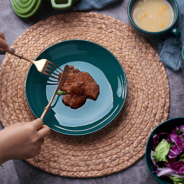 Luxus Geschirr Gold Grün Teller Set Geschirr Porzellan Happy Singles Abendessen Set Glänzend Keramik Steinzeug Geschirr Für Hotel