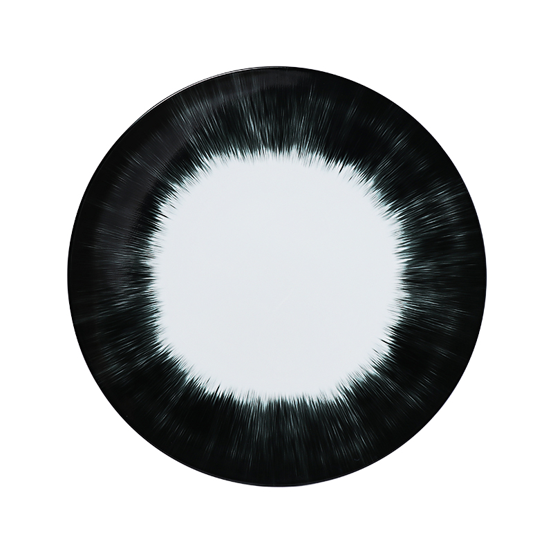 Hotel Ware Neues Geschirr, Speiseteller, Meeresfrüchte-Urchin-Design, Schwarz-Weiß-Geschirr aus Knochenporzellan