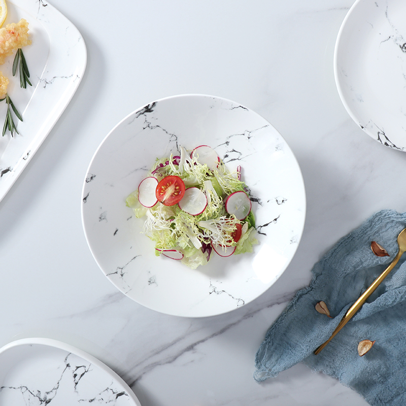 Esszimmer-Set aus weißem und grauem Porzellan, 20,3 cm, moderne Keramikteller, Kochplatte für Hotel-Dinner-Sets, luxuriöse Gerichte