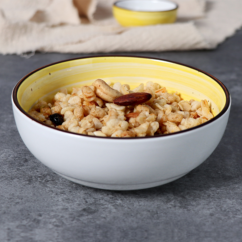 Porzellan-Geschirrset Gelb Maßgeschneidertes Geschirr Keramikteller-Set für das Essen im Hotel