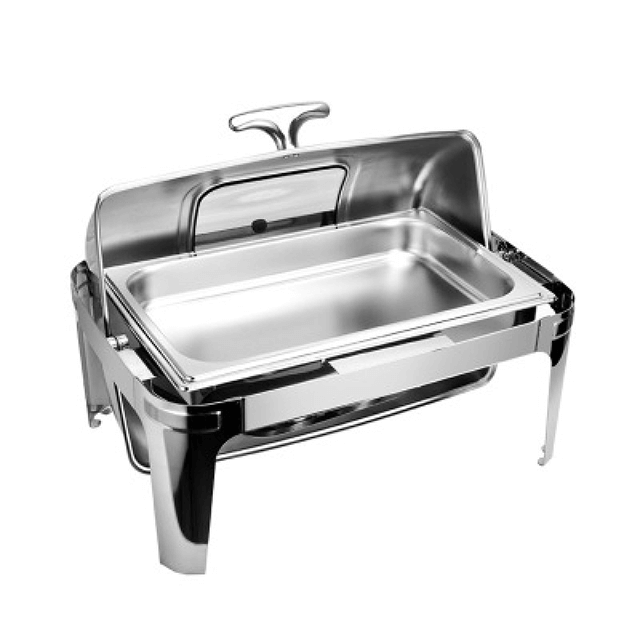 Sichtbare rechteckige Flip-Buffet-Chafing-Dish, Edelstahl-Heizung, Chafing-Dishes, Speisenwärmer, Buffet-Öfen für die Vermietung in der Gastronomie