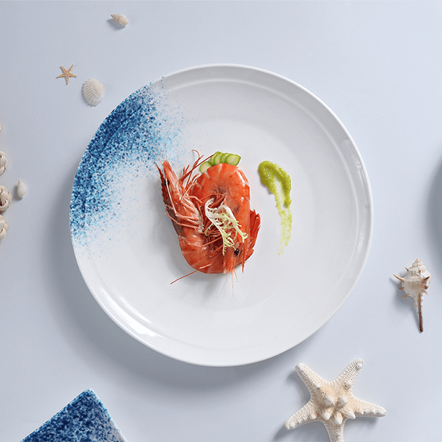 Porzellanfabrik Hotel Supply Geschirr Set Pasta Meeresfrüchte Teller Set Jakobsmuscheln Teller Geschirr Set für Restaurant