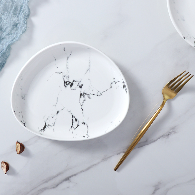 Esszimmer-Set aus weißem und grauem Porzellan, 20,3 cm, moderne Keramikteller, Kochplatte für Hotel-Dinner-Sets, luxuriöse Gerichte