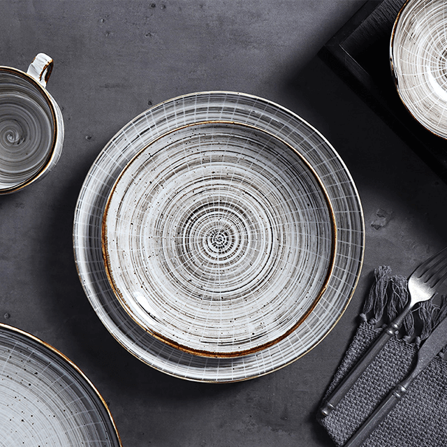 Runder 25-cm-Porzellanteller für Restaurants Super Steinzeugteller für Amazon 