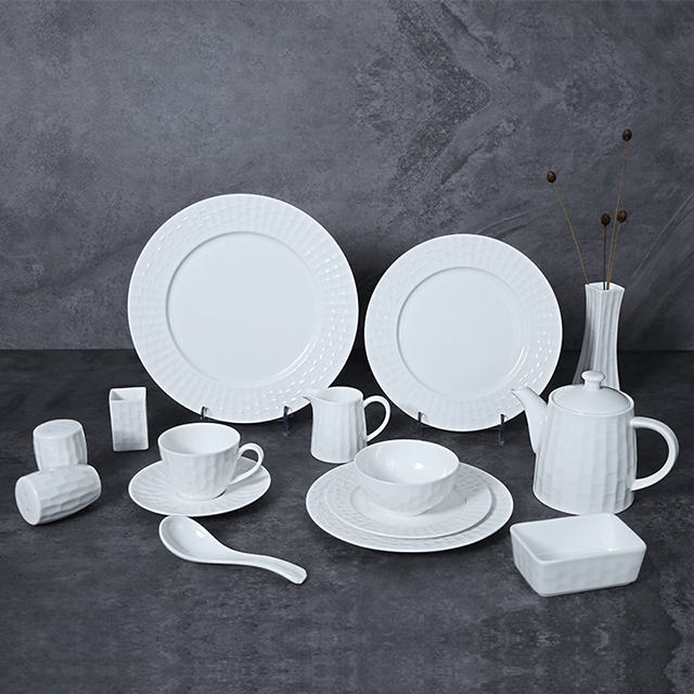 Hotel Ware Teller-Set, Geschirr, weißes Geschirr-Set, Bone China-Geschirr-Set