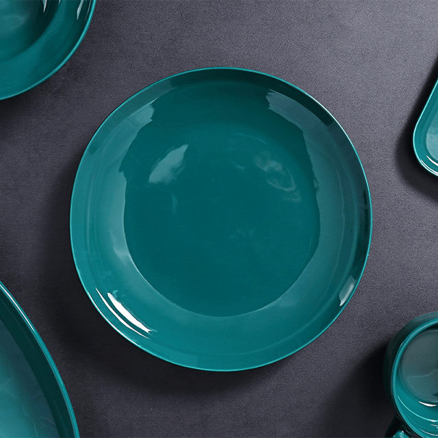 Luxus Geschirr Gold Grün Teller Set Geschirr Porzellan Happy Singles Abendessen Set Glänzend Keramik Steinzeug Geschirr Für Hotel