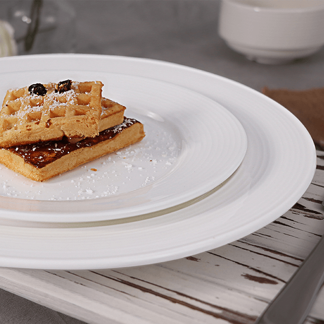 Weißes Porzellan-Essteller-Set, Keramikgeschirr