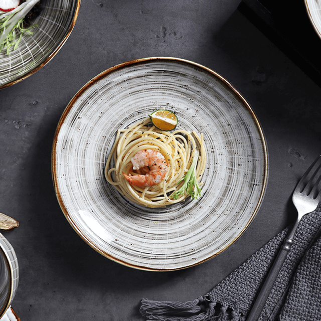 Runder 25-cm-Porzellanteller für Restaurants Super Steinzeugteller für Amazon 