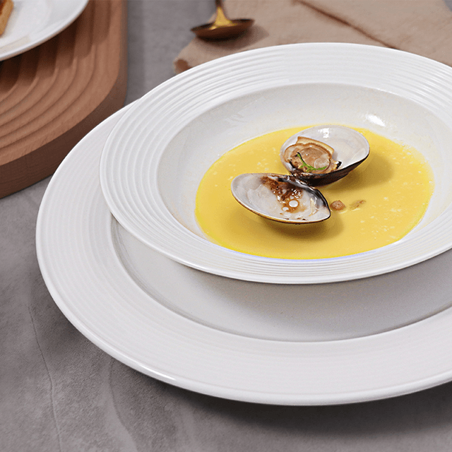 Weißes Porzellan-Essteller-Set, Keramikgeschirr