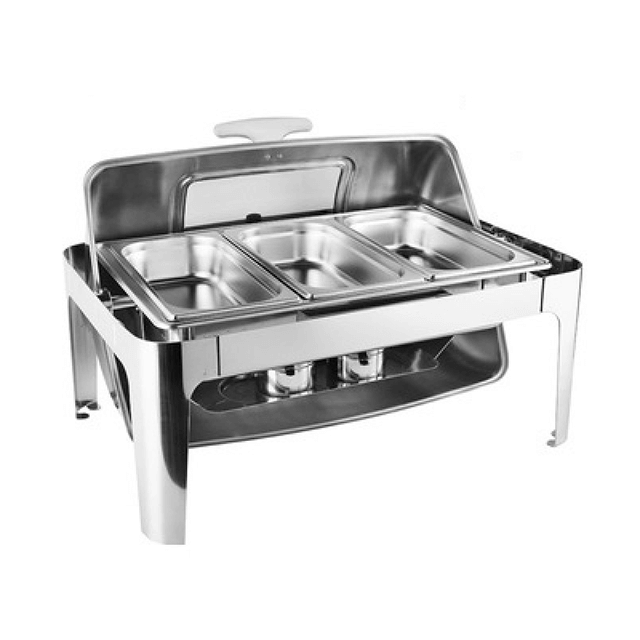 Sichtbare rechteckige Flip-Buffet-Chafing-Dish, Edelstahl-Heizung, Chafing-Dishes, Speisenwärmer, Buffet-Öfen für die Vermietung in der Gastronomie