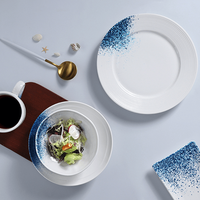 Porzellanfabrik Hotel Supply Geschirr Set Pasta Meeresfrüchte Teller Set Jakobsmuscheln Teller Geschirr Set für Restaurant