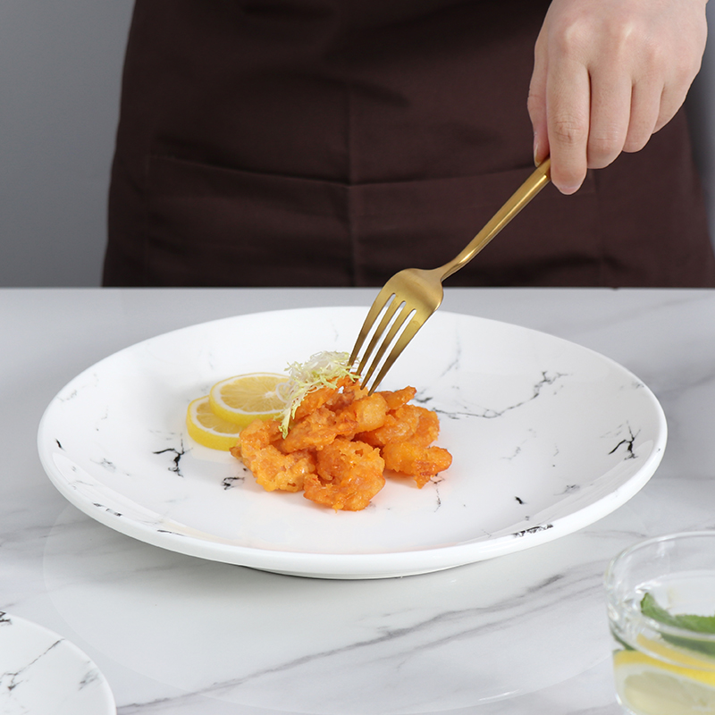 Esszimmer-Set aus weißem und grauem Porzellan, 20,3 cm, moderne Keramikteller, Kochplatte für Hotel-Dinner-Sets, luxuriöse Gerichte